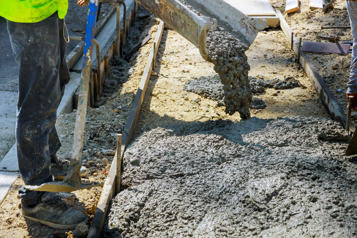 Concrete Poured on Sidewalk Construction
