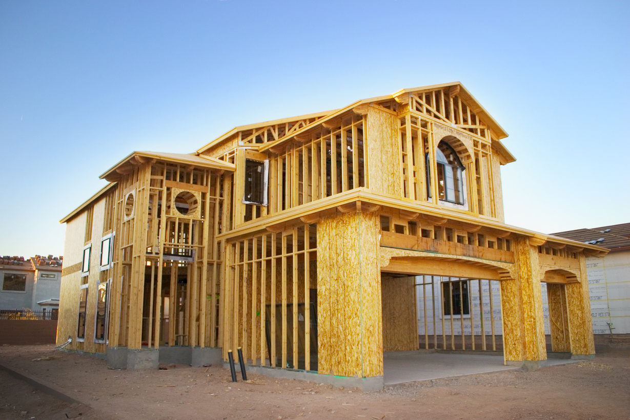 Framed house under construction